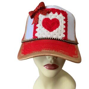 Valentine Trucker Ball Caps One Of A Kind Hand Painted Stoned